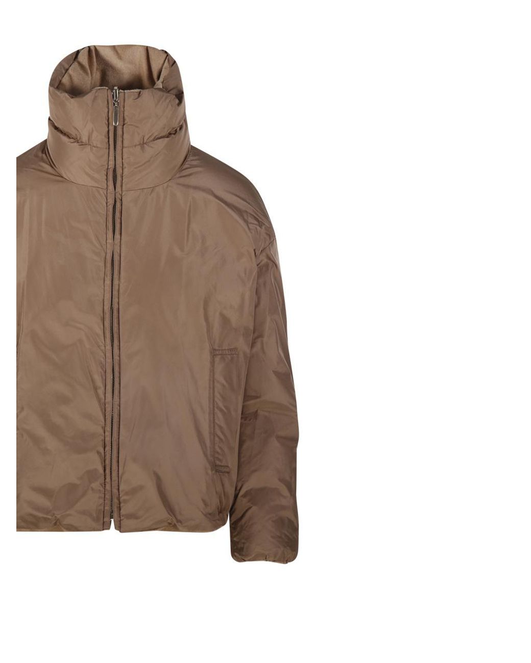 Max Mara Brown Zip-Up High Neck Reversible Jacket