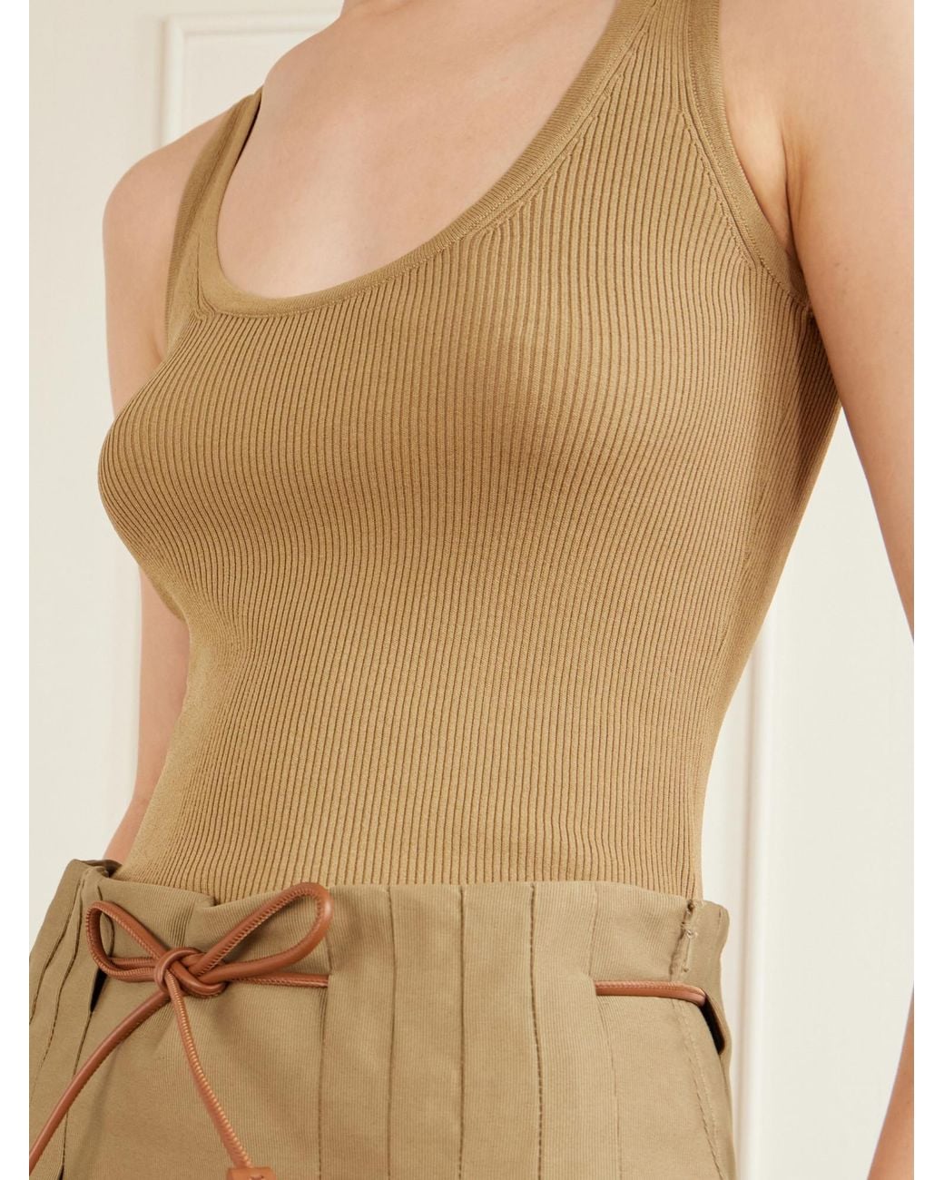 Max Mara Green Editta Sleeveless Ribbed Tank Top