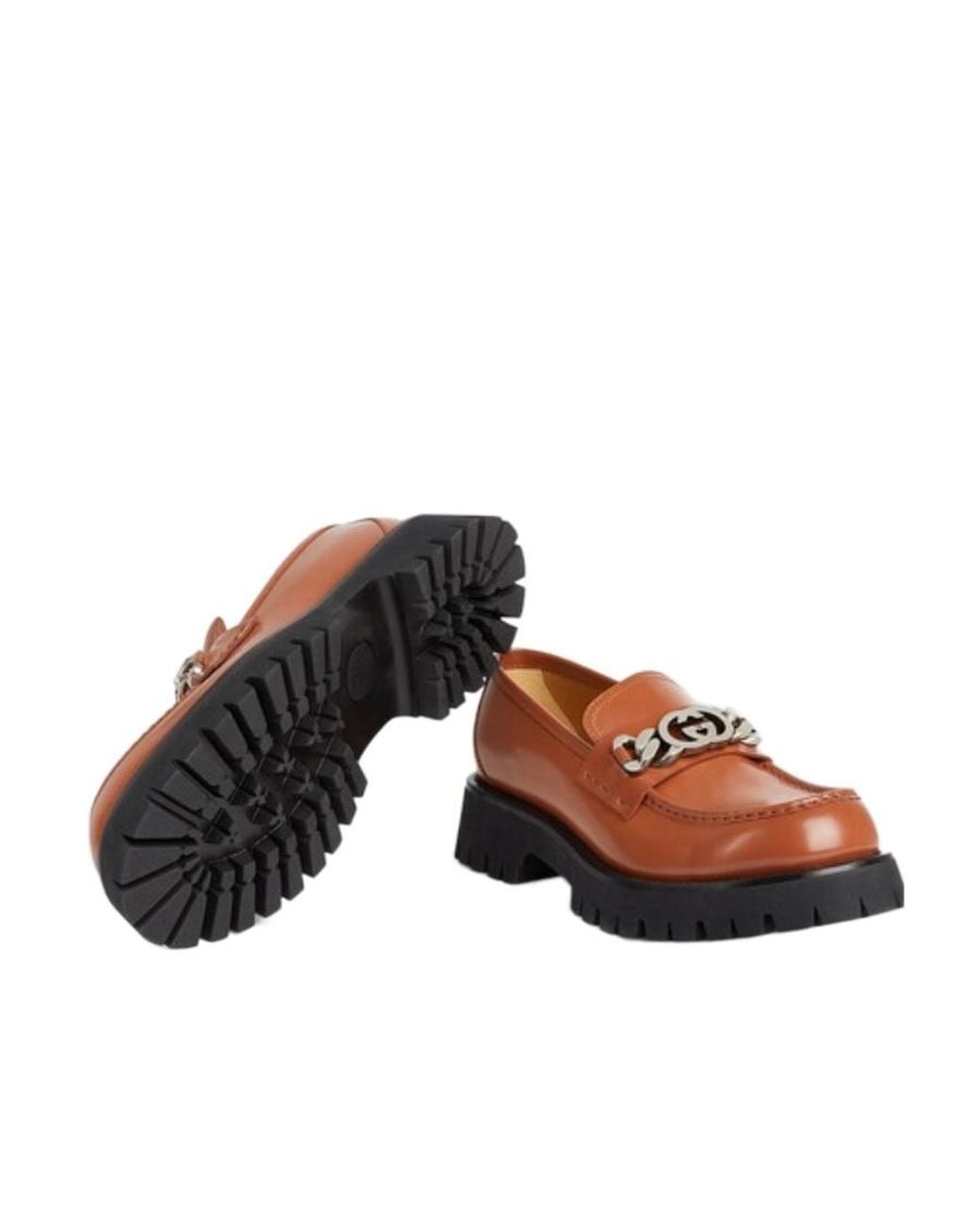 Gucci Brown Interlocking G Logo Leather Loafers for men