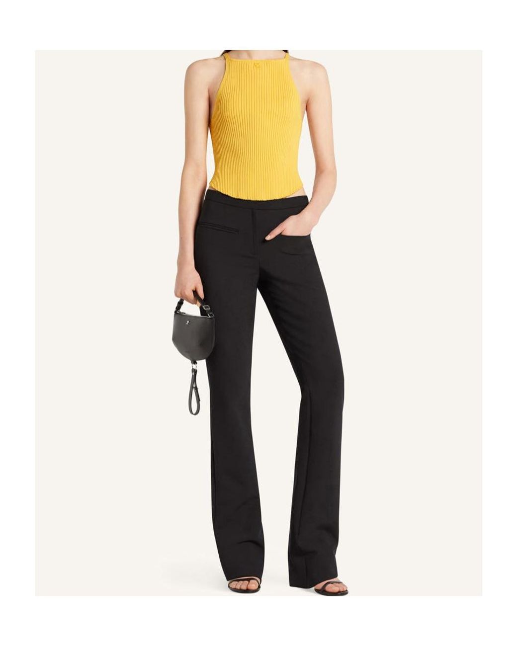 Courreges Yellow Courrèges Sleeveless Circle Rib Knit Top