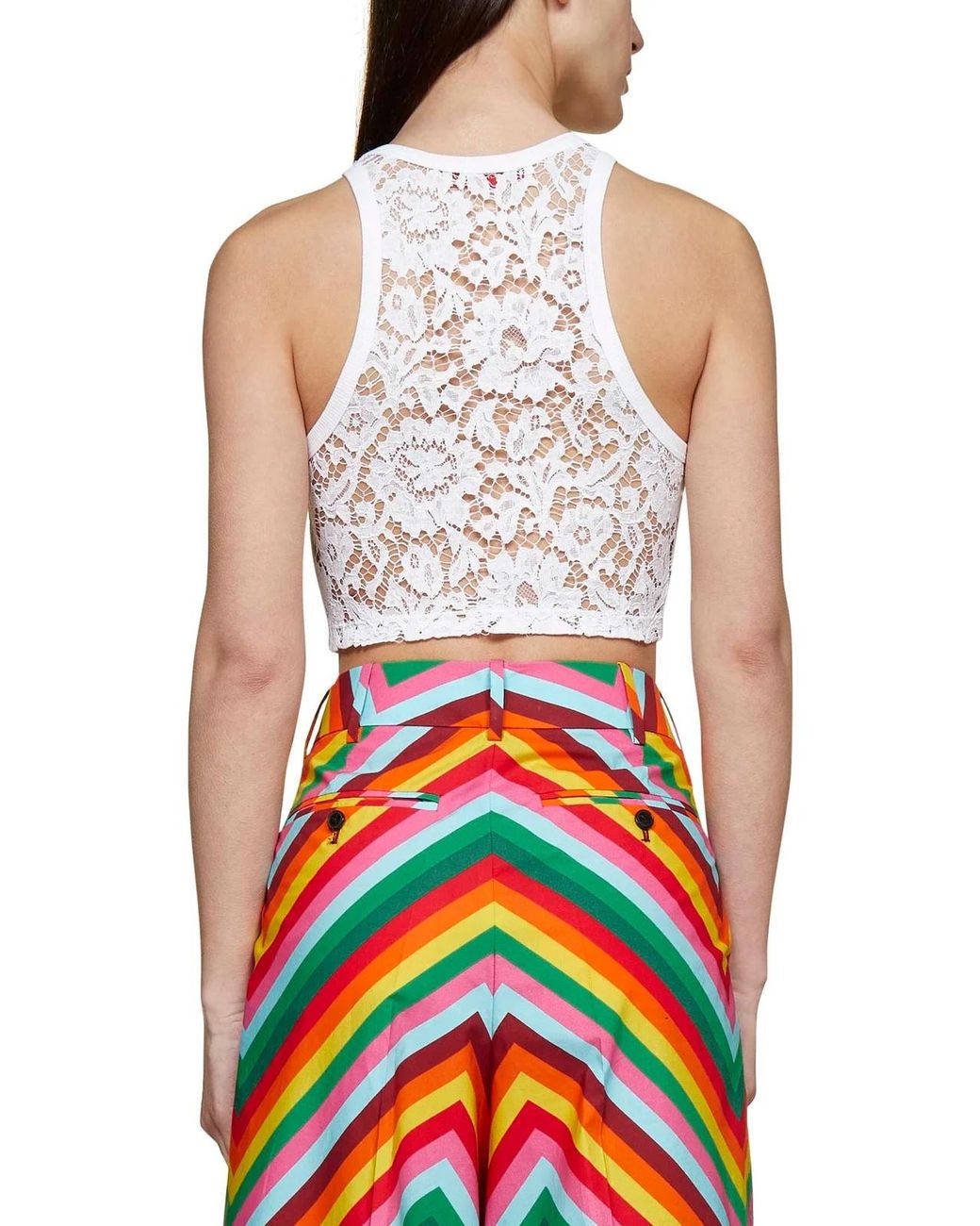 Valentino White Round-Neck Spliced Short Vest