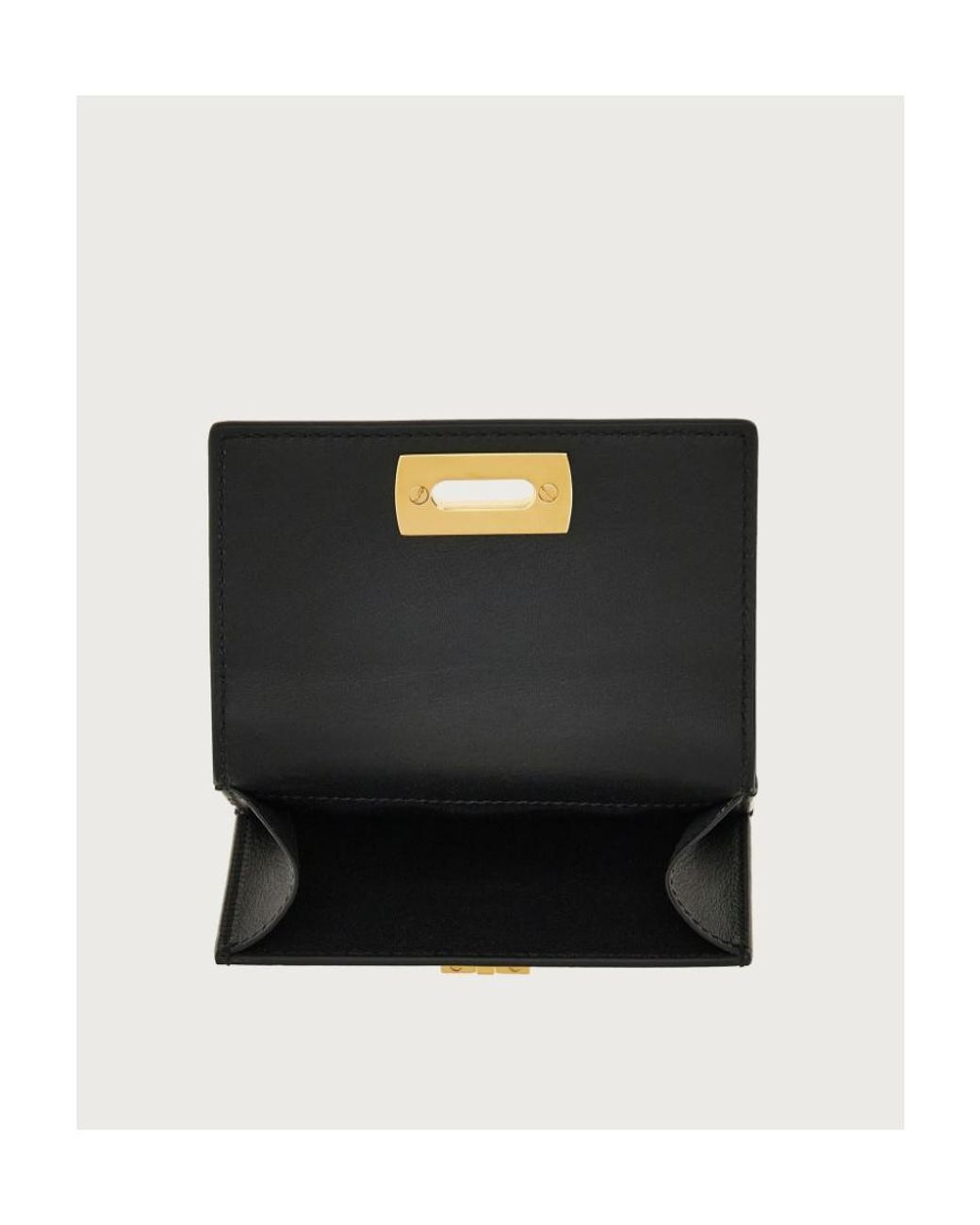 Ferragamo Black Ferragamo Gancini Clasp Compact Wallet