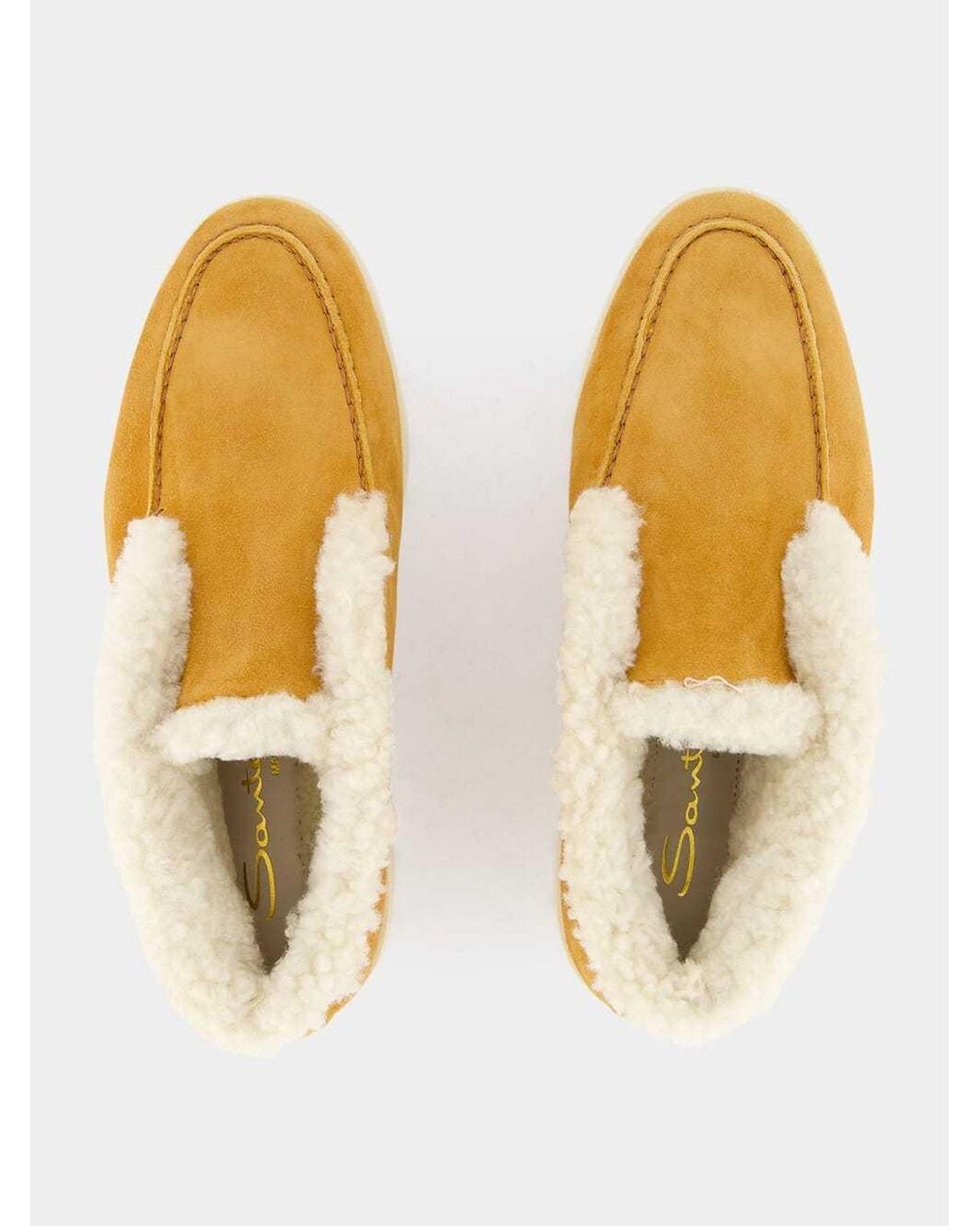Santoni Yellow Shearling Ankle Boots