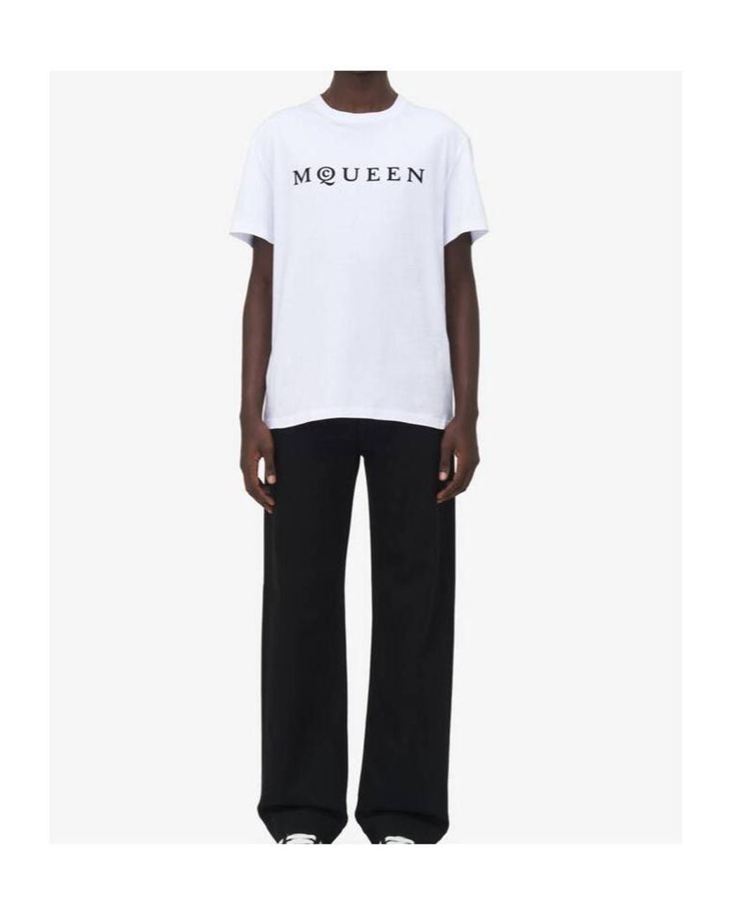 McQueen White Flocked-Logo Crewneck T-Shirt for men