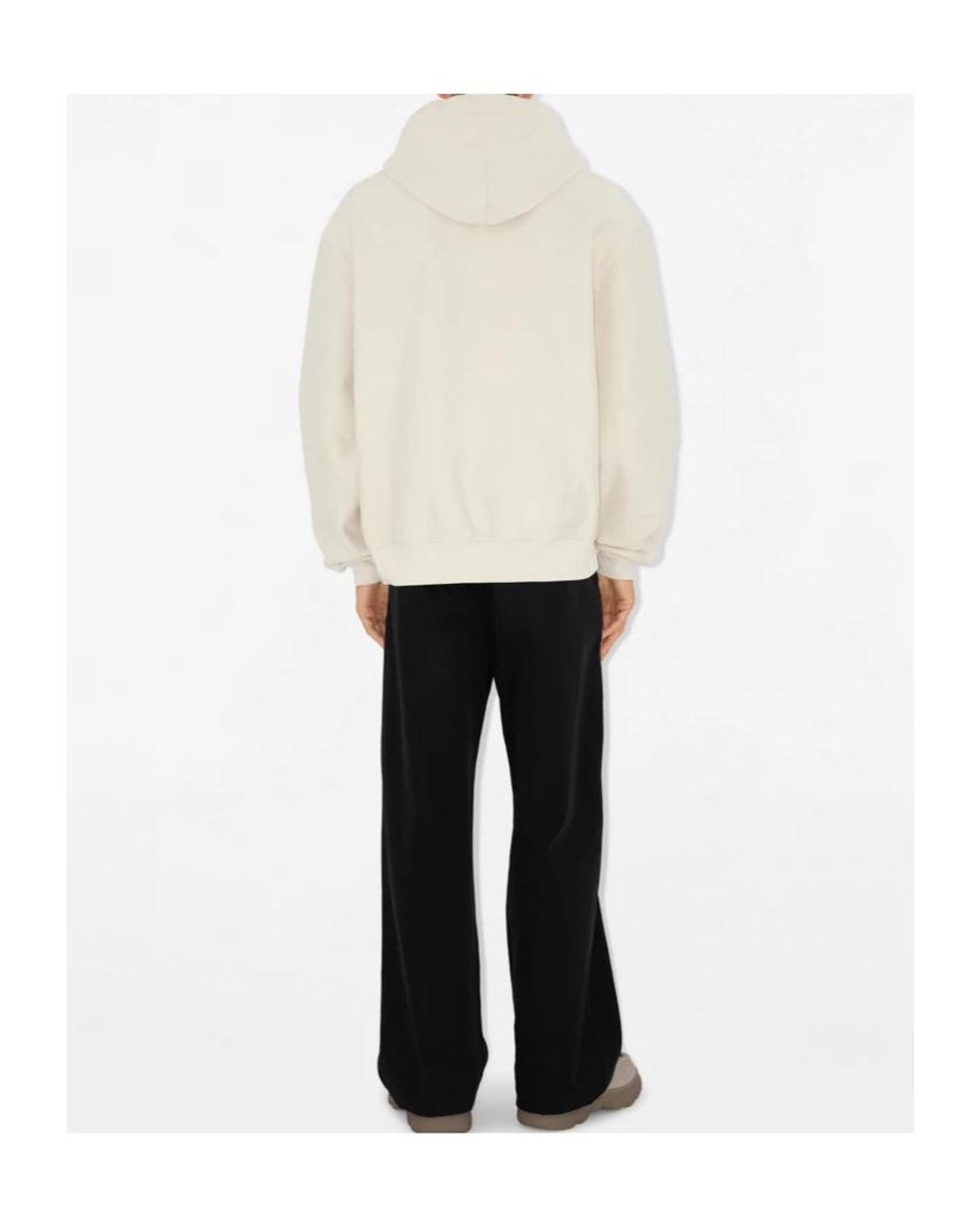 Burberry White Ekd Motif Drawstring Hoodie for men