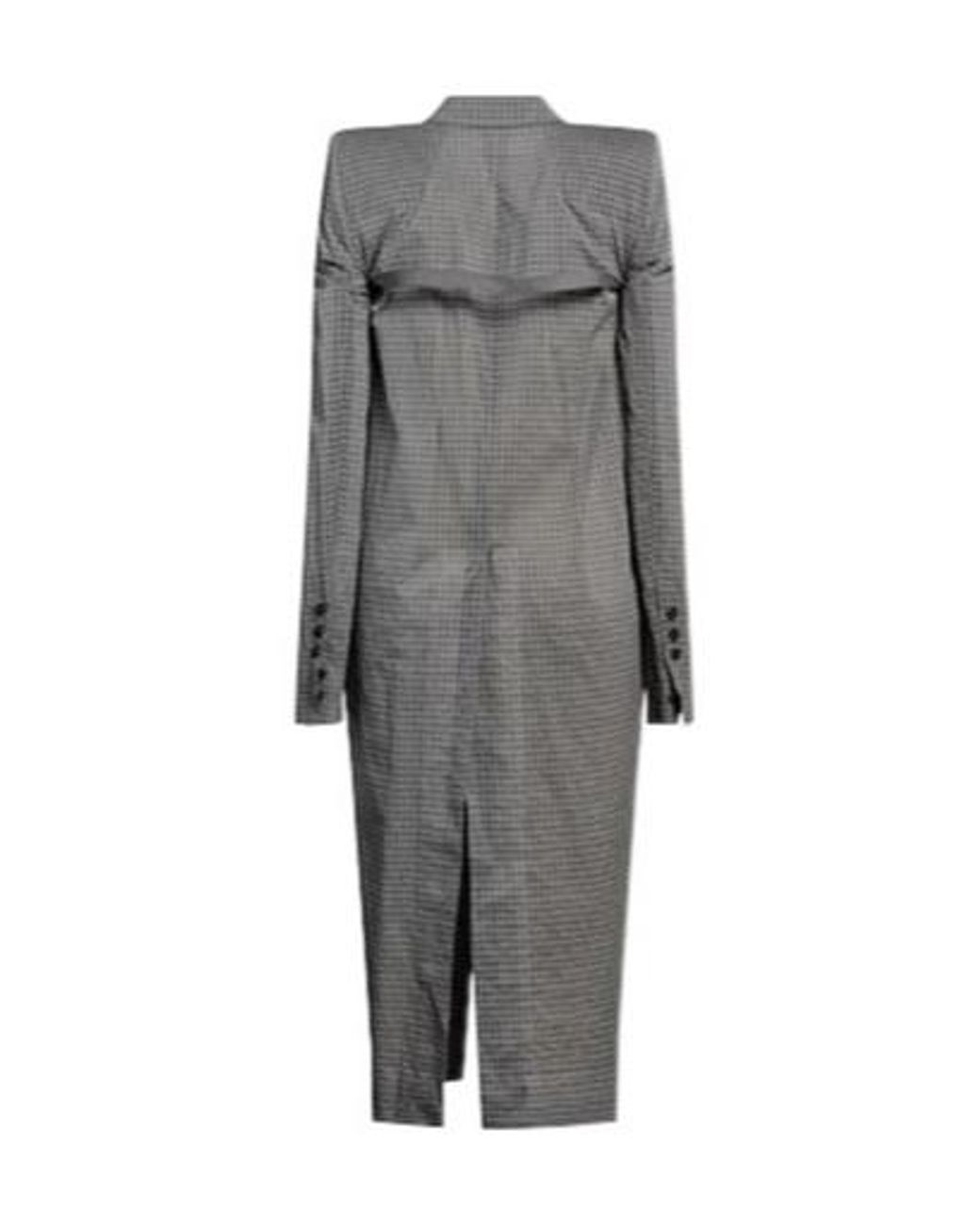 Rick Owens Gray Two-Tone Checked Coat
