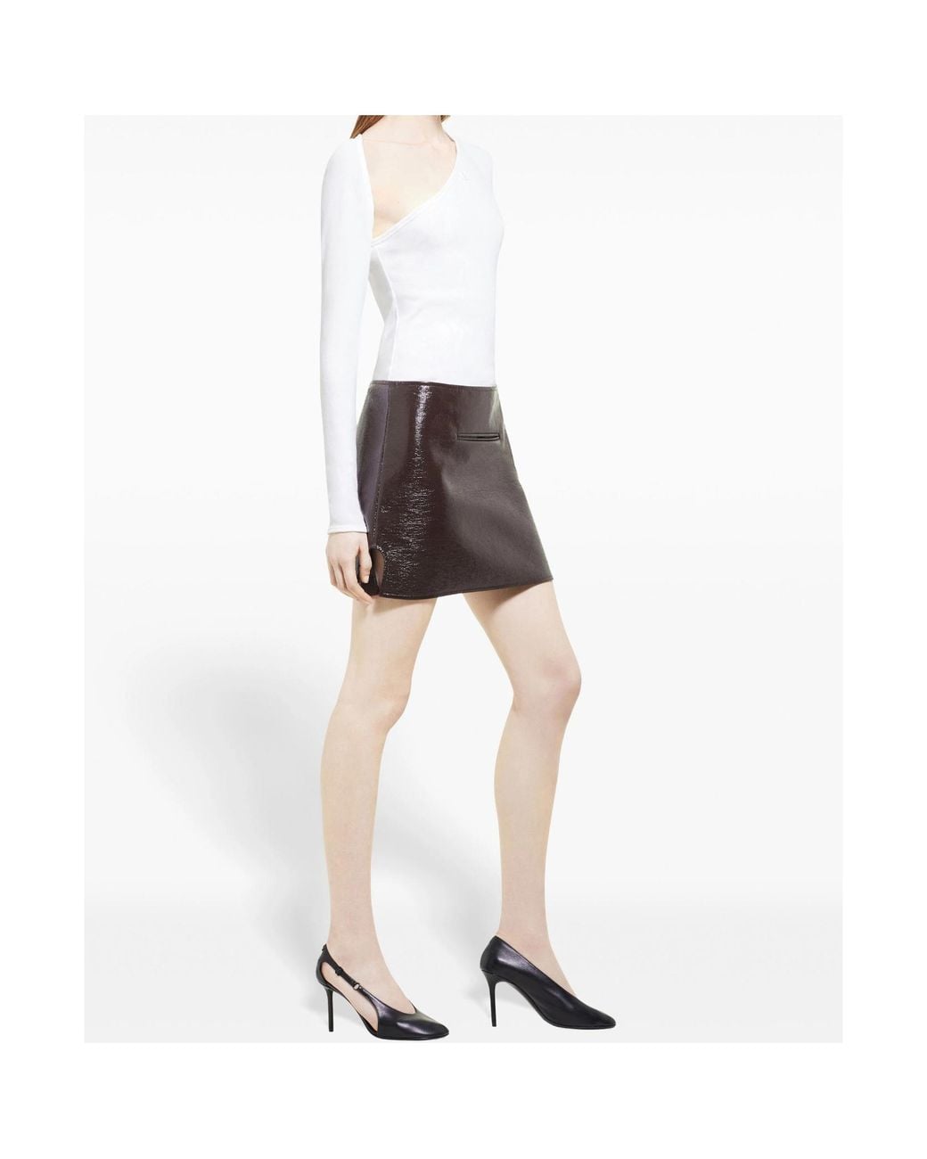 Courreges Brown Oblique Vinyl Mini Skirt
