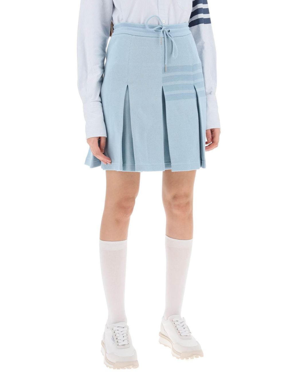 Thom Browne Blue Drawstring Pleated Skirt