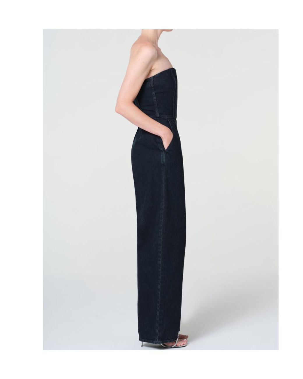 Agolde Blue Strapless Jumpsuit