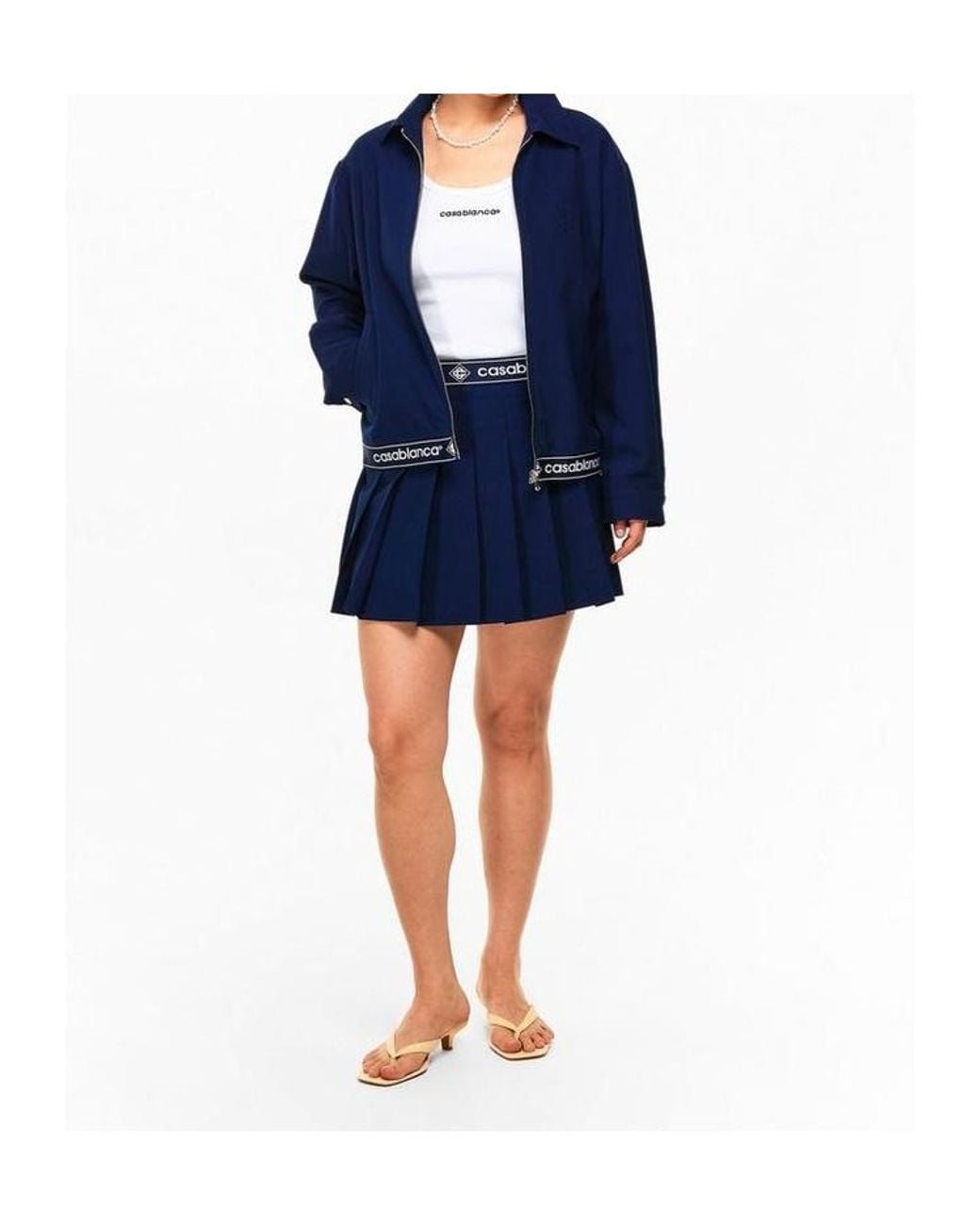 Casablanca Blue Pleated Mini Skirt