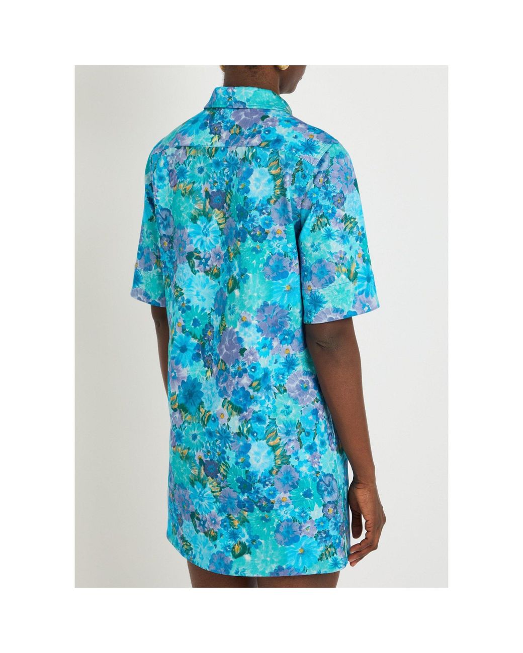 Chloé Blue Floral-Print Shirtdress