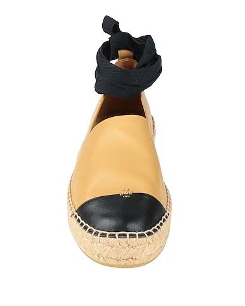 Tory Burch Brown Two-Tone Color Block Straw Shoes