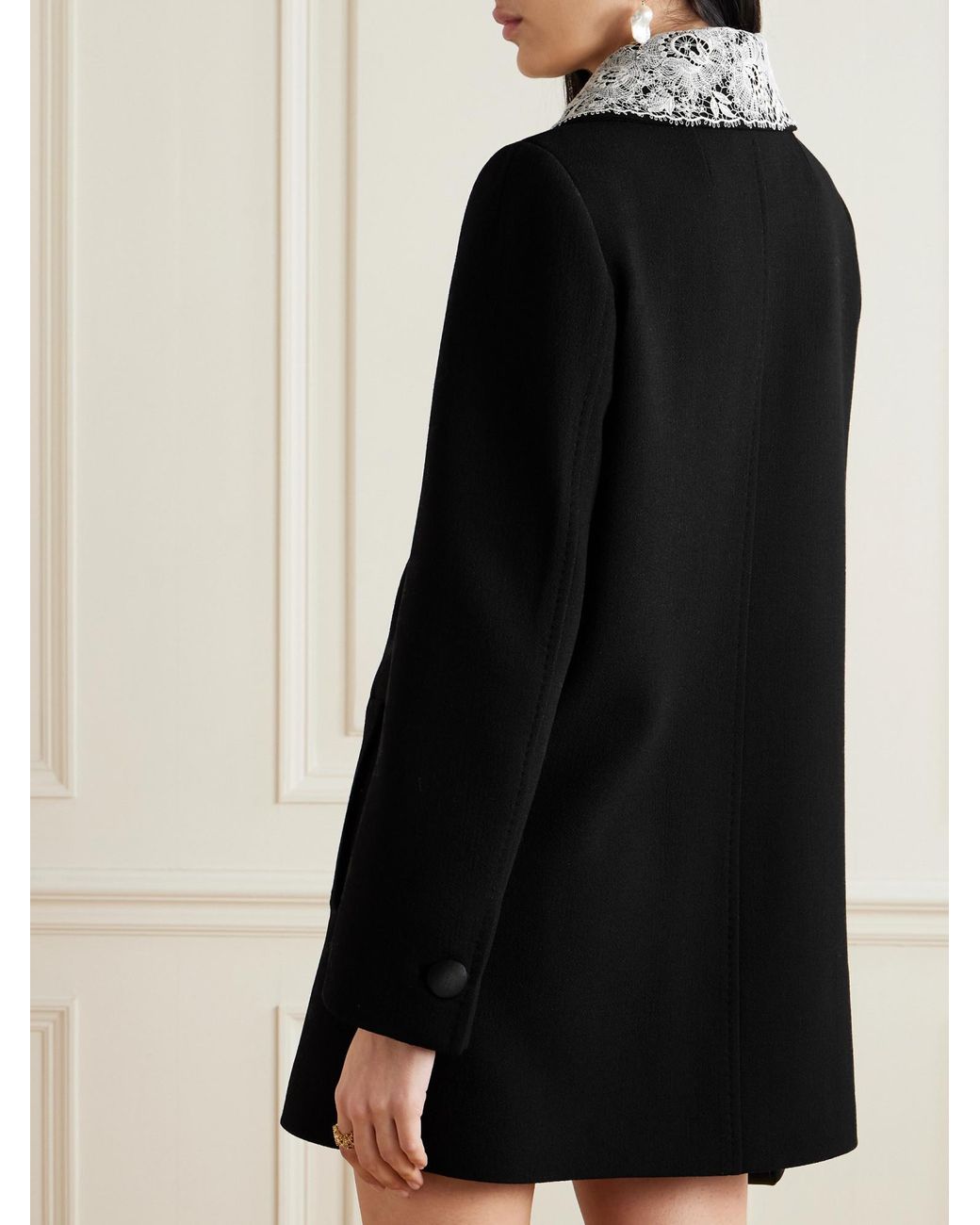 Dolce & Gabbana Black Bib-Collar Virgin Wool-Blend Minidress