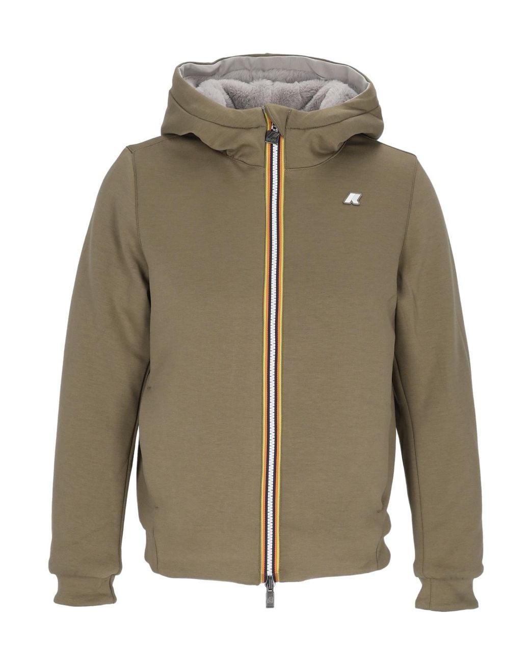 K-Way Green Reversible Faux-Fur Jacket