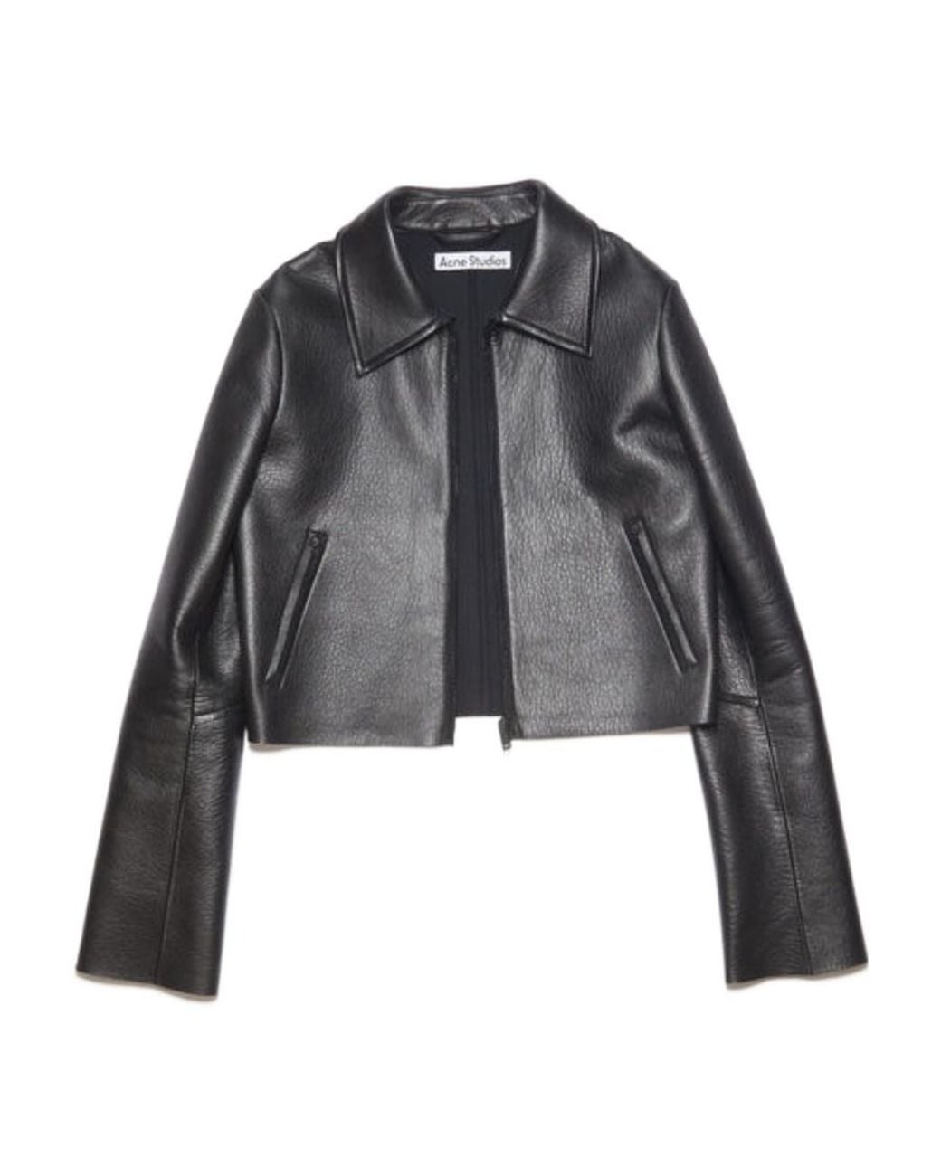 Acne Gray Cropped Leather Jacket