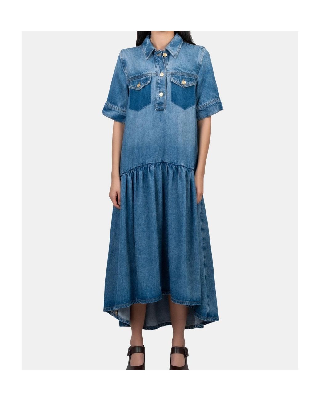 Ganni Blue Light Washed Denim Dress