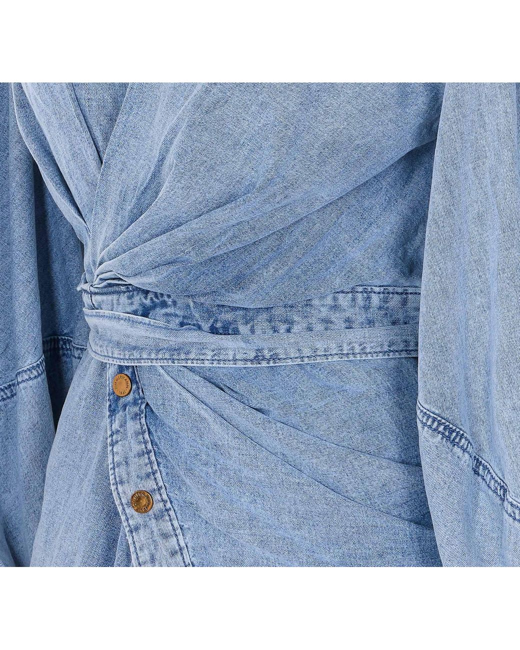 Zimmermann Blue Rebellion Denim Wrap Mini Dress