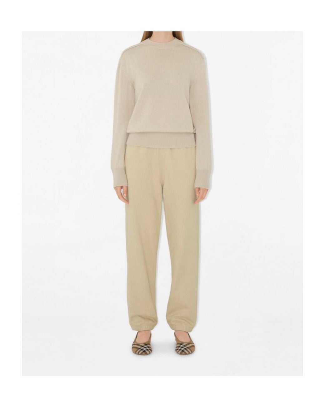 Burberry Natural Check Label Sweatpants