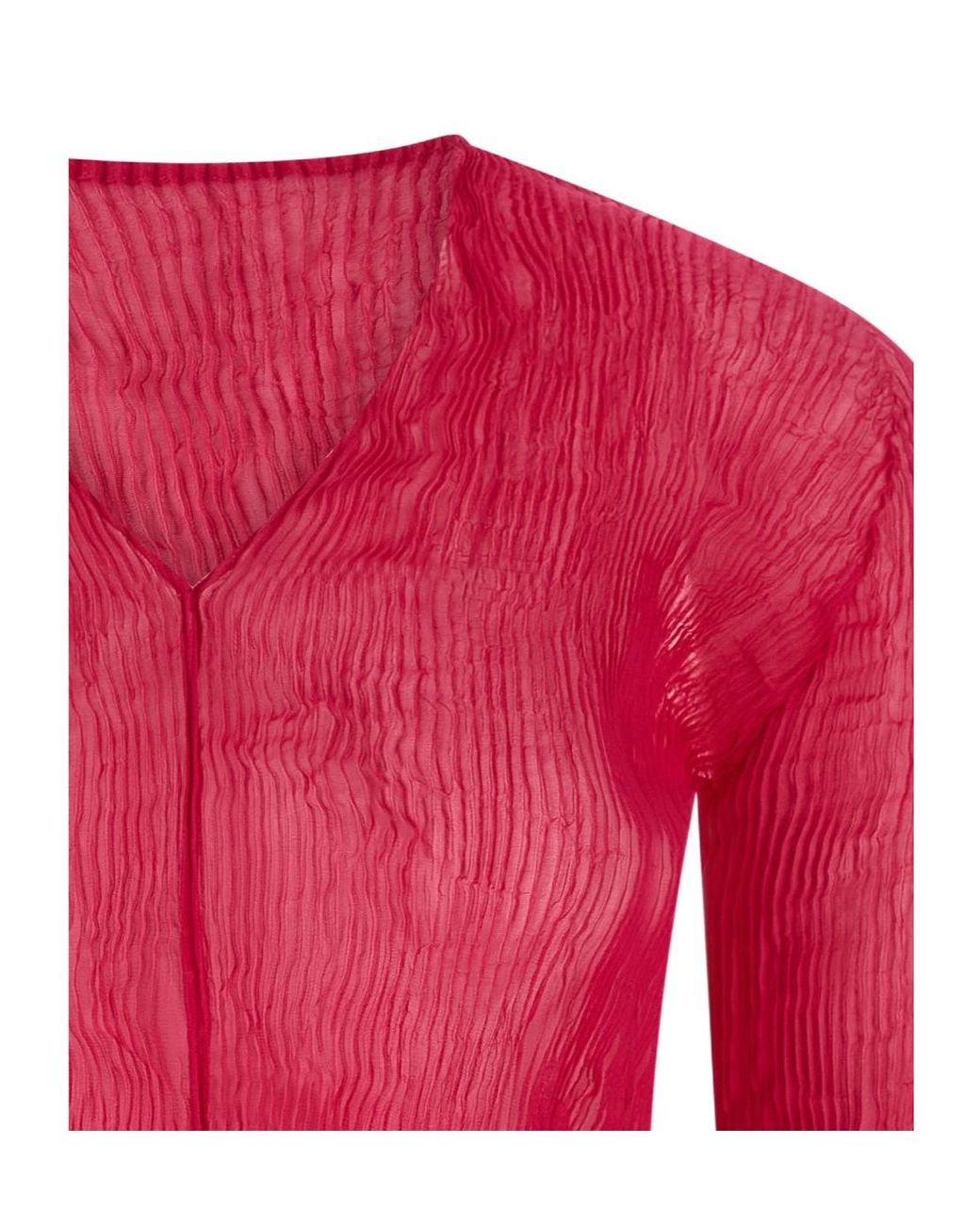Issey Miyake Red Chiffon Twist 1 Top