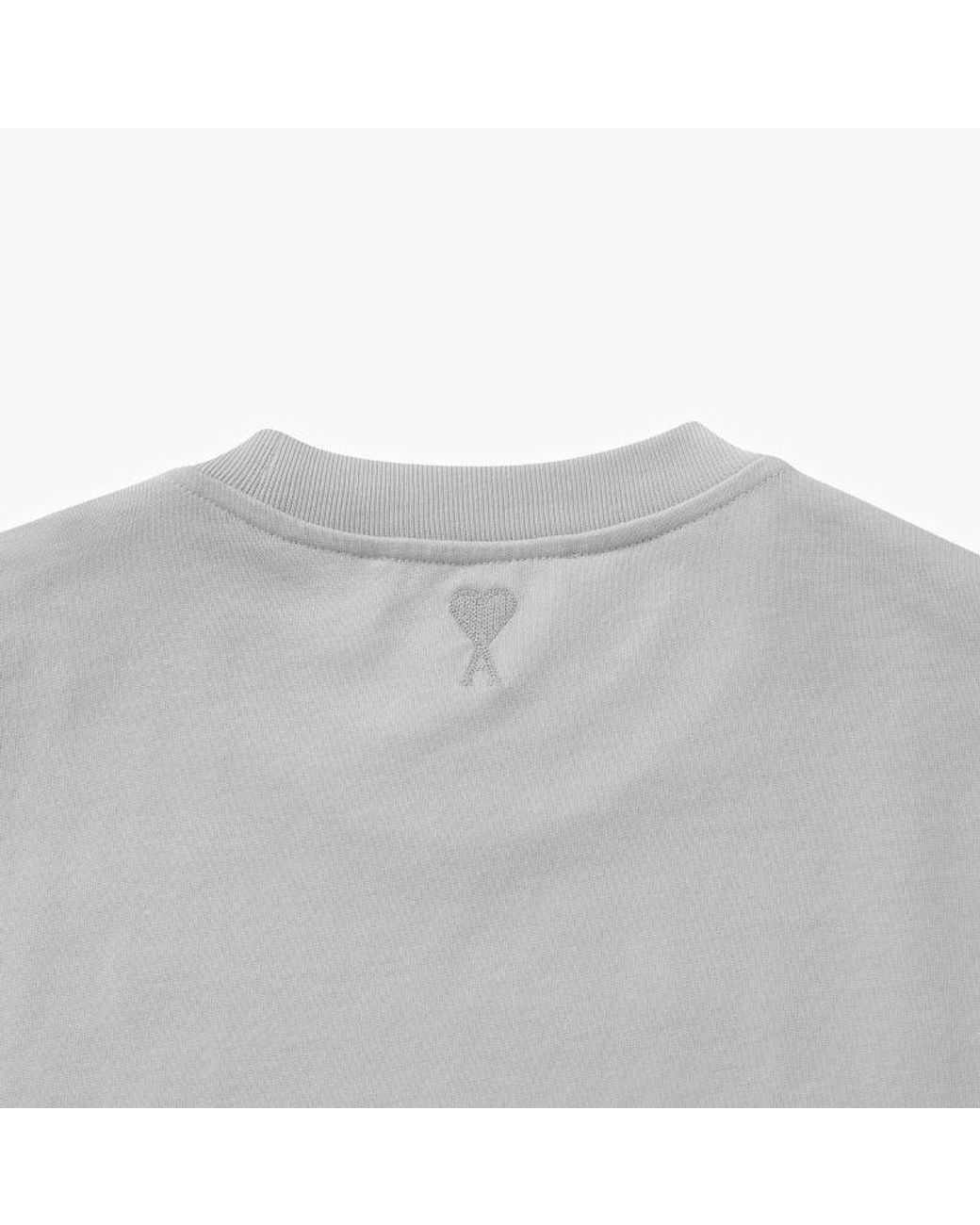AMI Gray Logo Printed Crewneck T-Shirt
