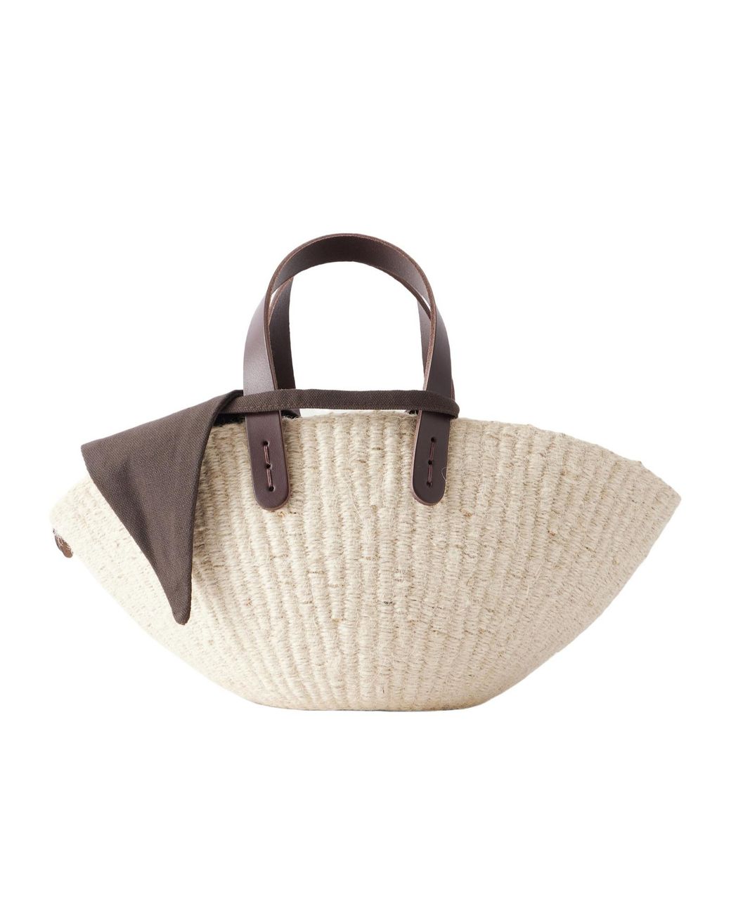 Muuñ Natural Leather And Cotton-Trimmed Raffia Mini Tote