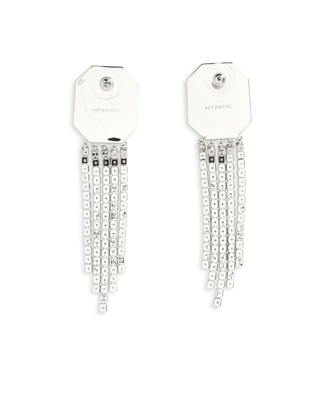 Self-Portrait White Crystal Droplet Fringe Earrings