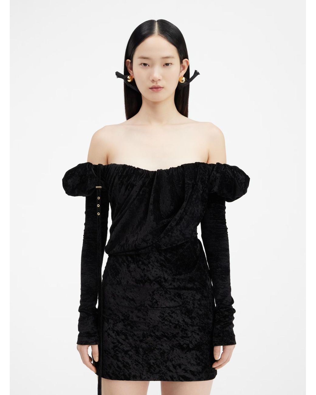 Jacquemus Black Short Pendant Mini Dress