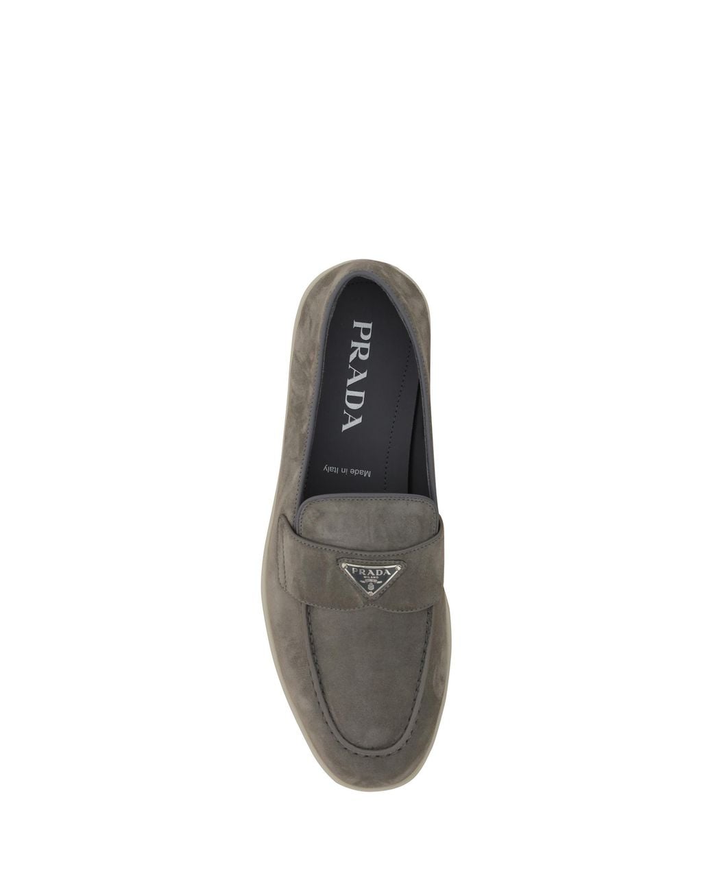 Prada Gray Suede Loafers for men