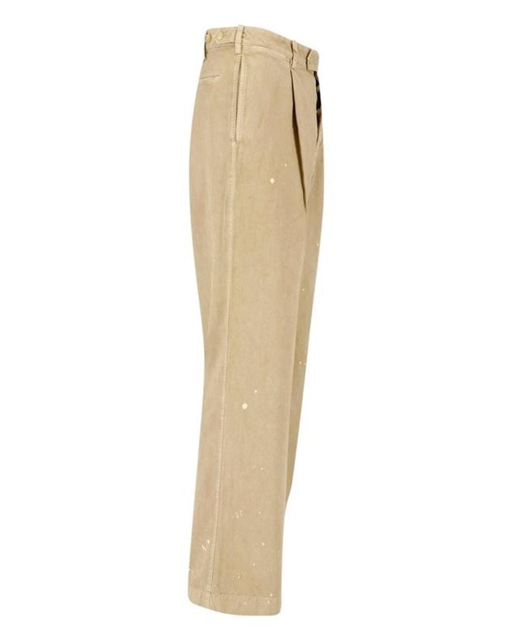 Auralee Natural Paint-Splatter Straight Leg Pants for men