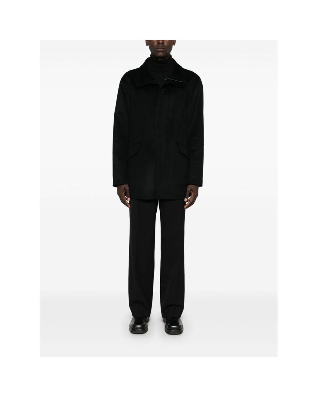 Giorgio Armani Blue Straight Hem Pea Coat for men