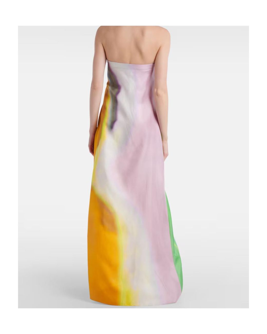 Christopher Esber Yellow Printed Silk Satin Maxi Dress