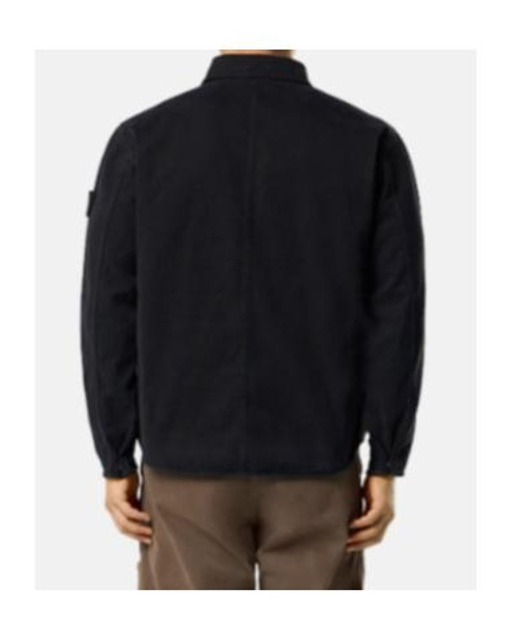 Stone Island Black Logo Patch Zipped Overshirt for men