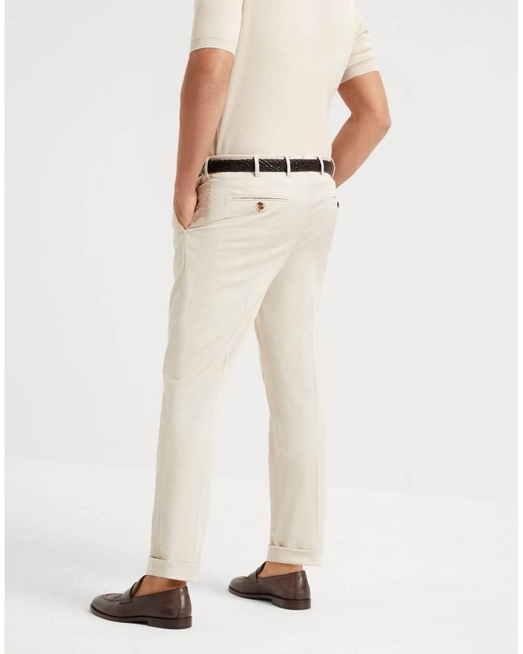 Brunello Cucinelli Multicolor Italian-Fit Gabardine Trousers for men