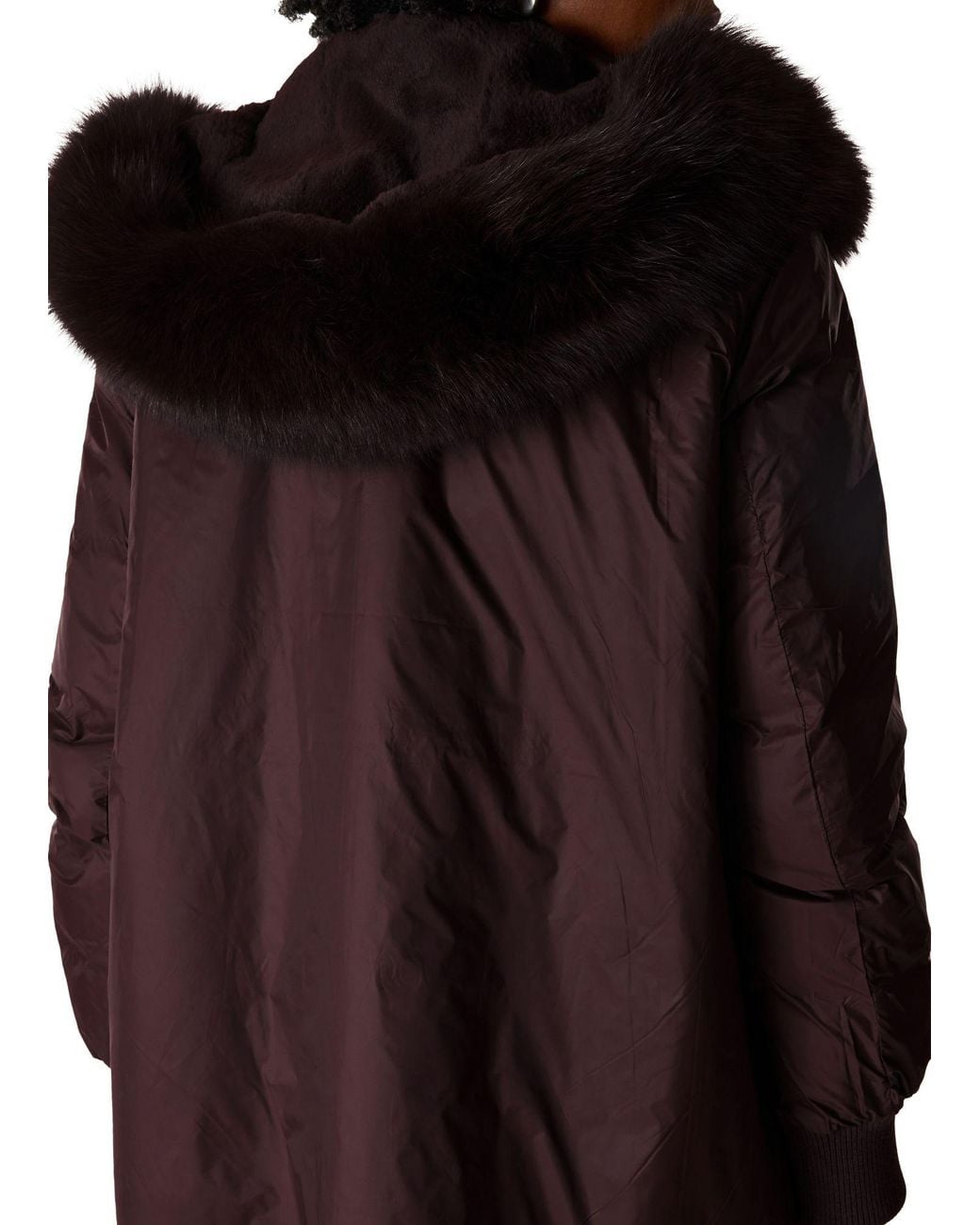 Yves Salomon Purple Long Parka With Pockets