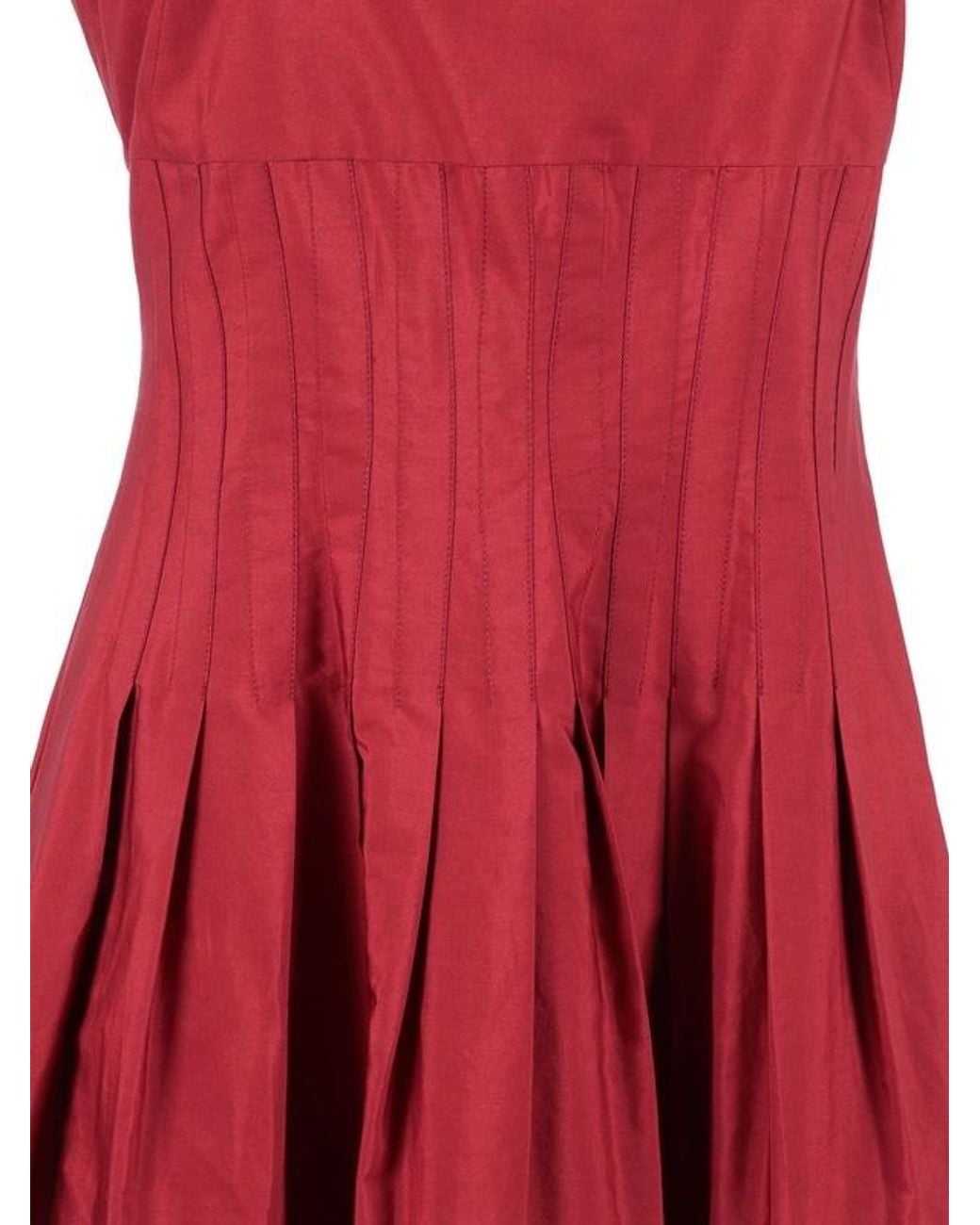 Max Mara Red Poplin Full-Skirt Dress