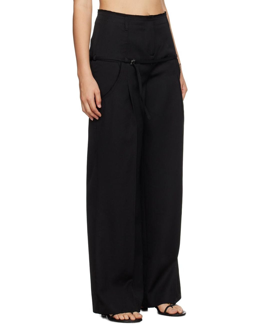 Jacquemus Black Belted Wide-Leg Pants