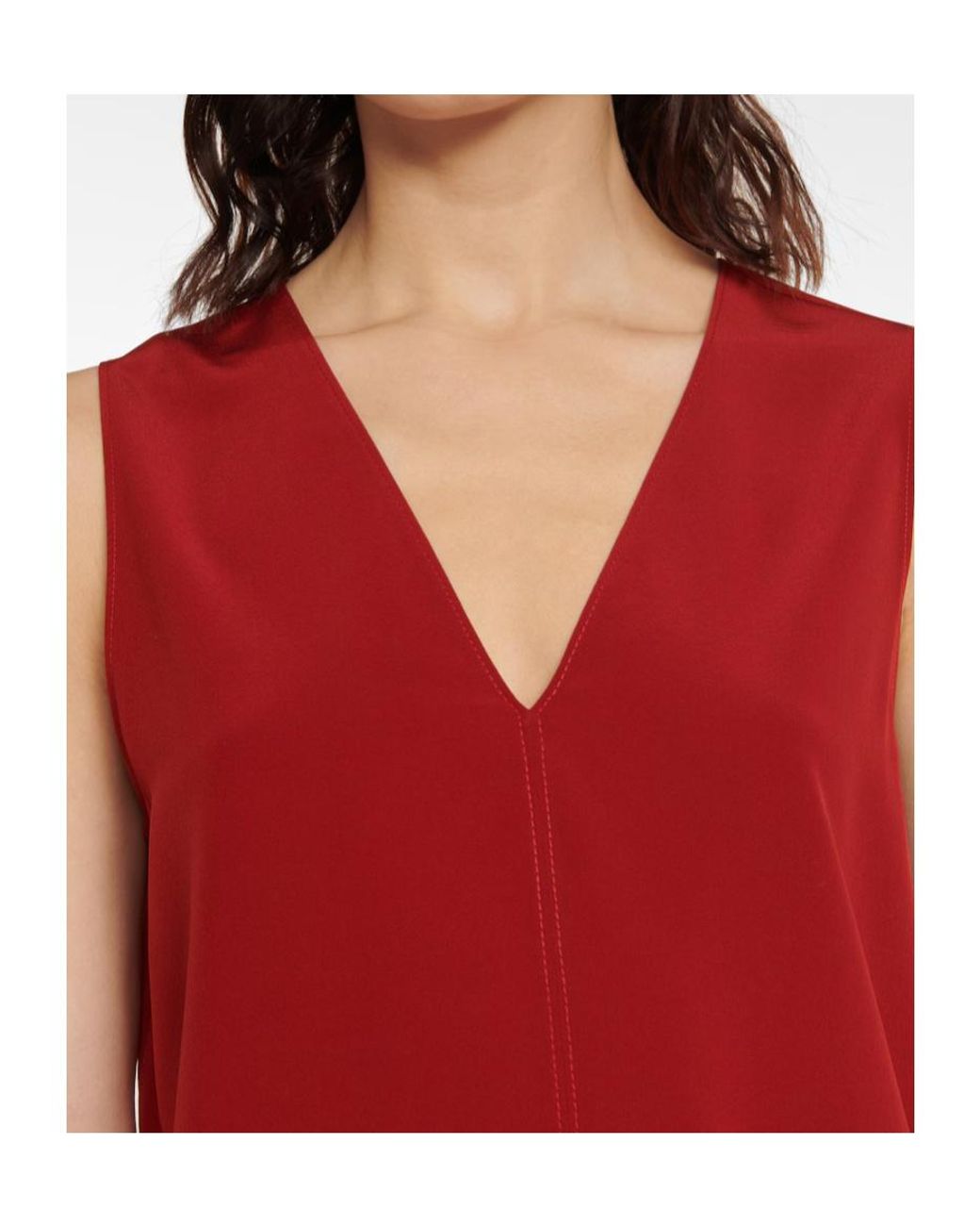 Joseph Red V-Neck Sleeveless Tank Top