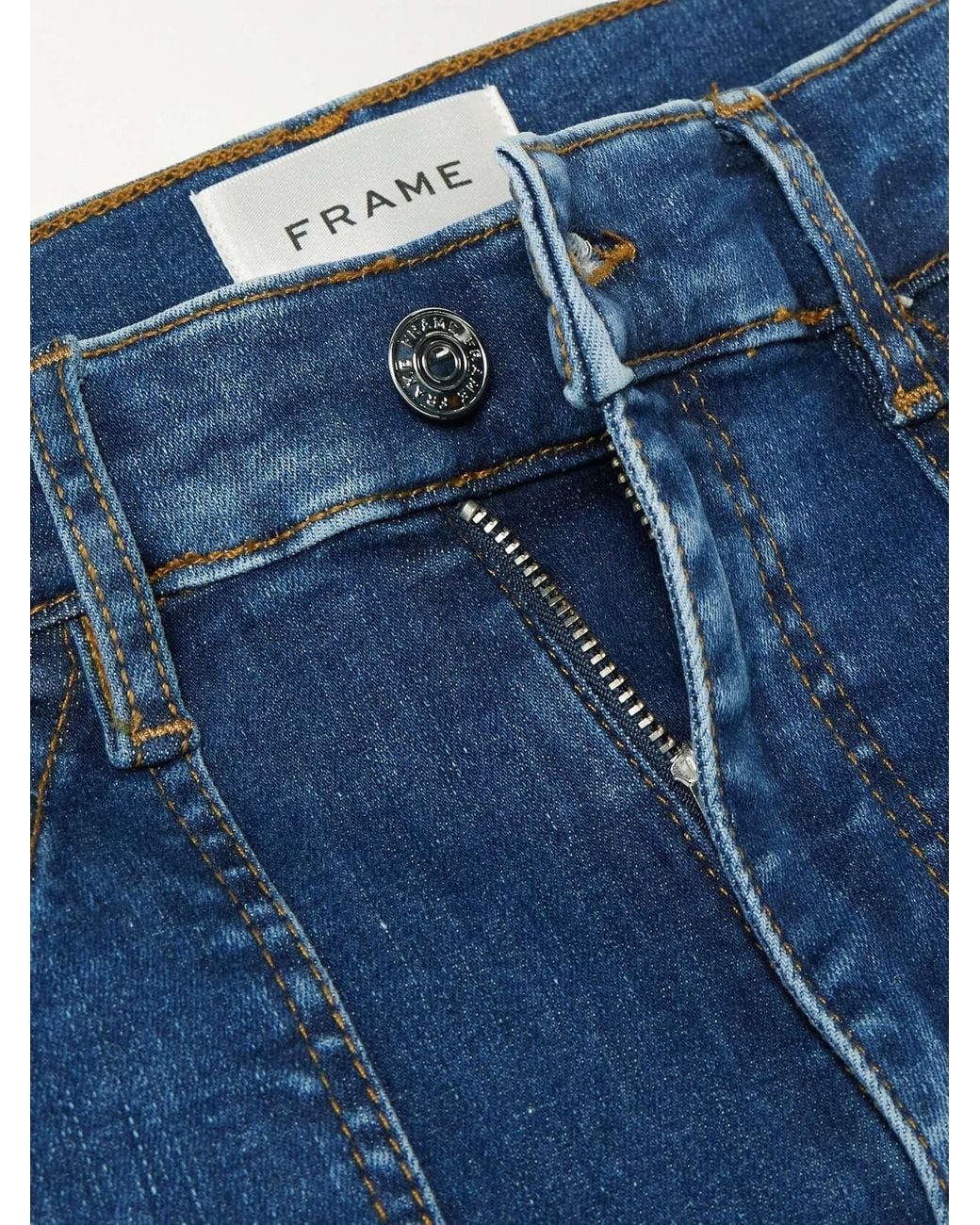 FRAME Blue High Waist Straight Jeans
