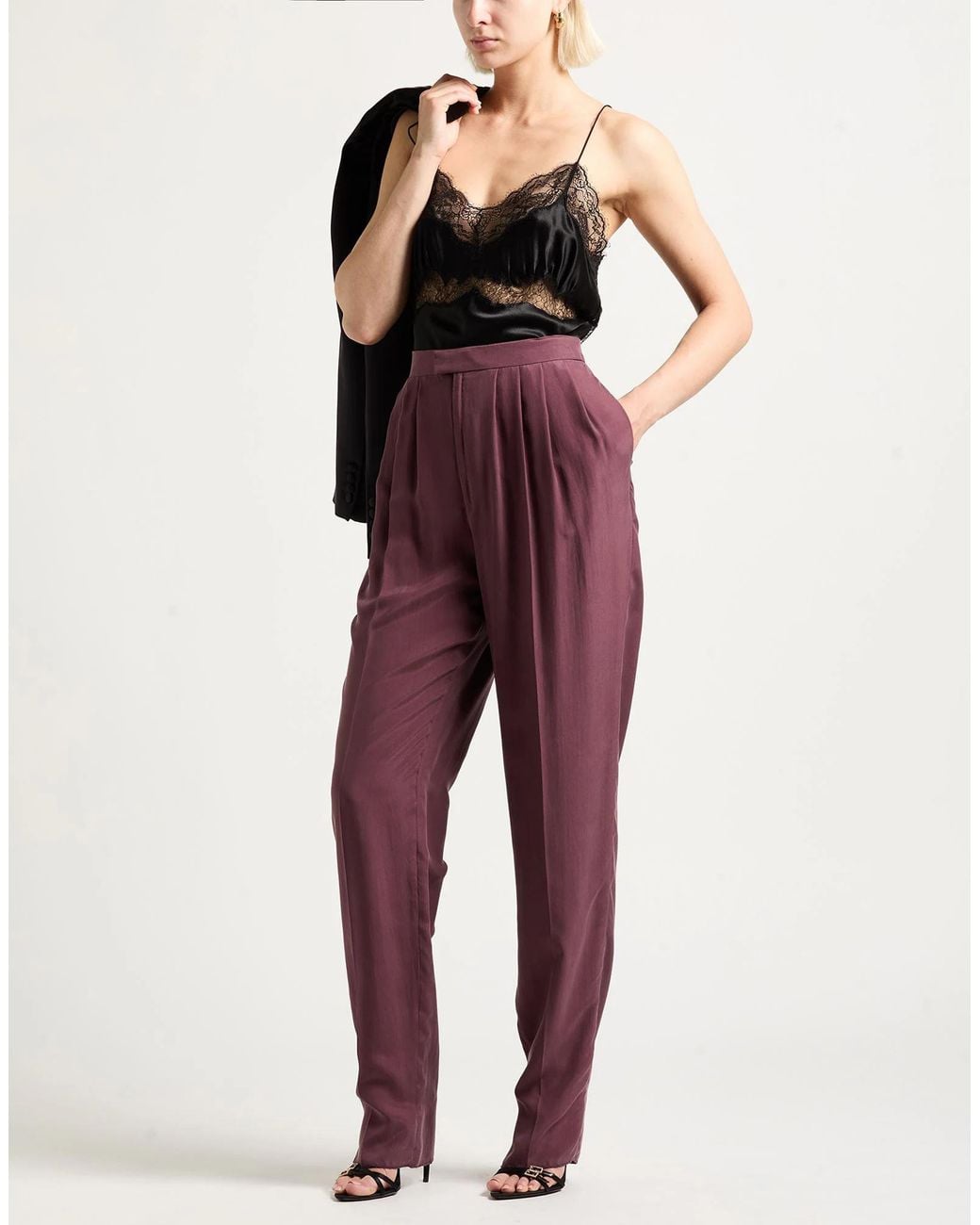 Saint Laurent Purple Tapered Casual Pants