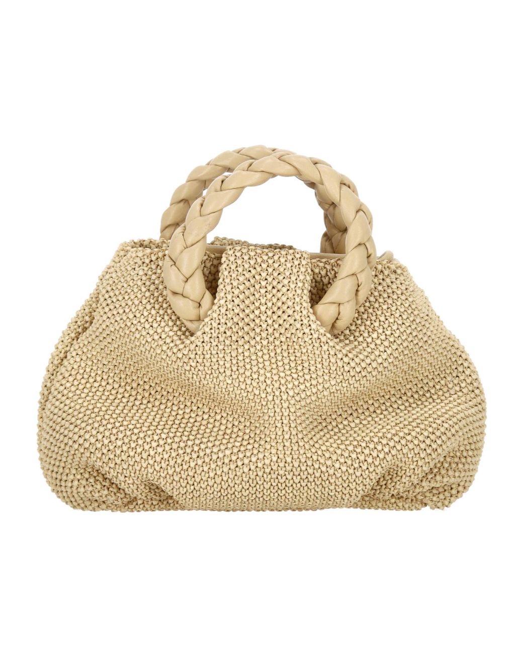 Hereu Metallic Medium Bombon Braided-Handle Woven Tote Bag