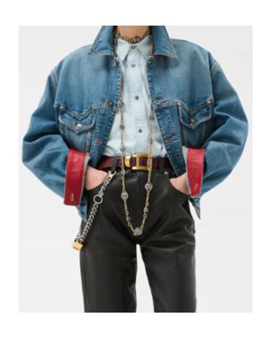 Versace Blue Cropped Button-Up Denim Jacket