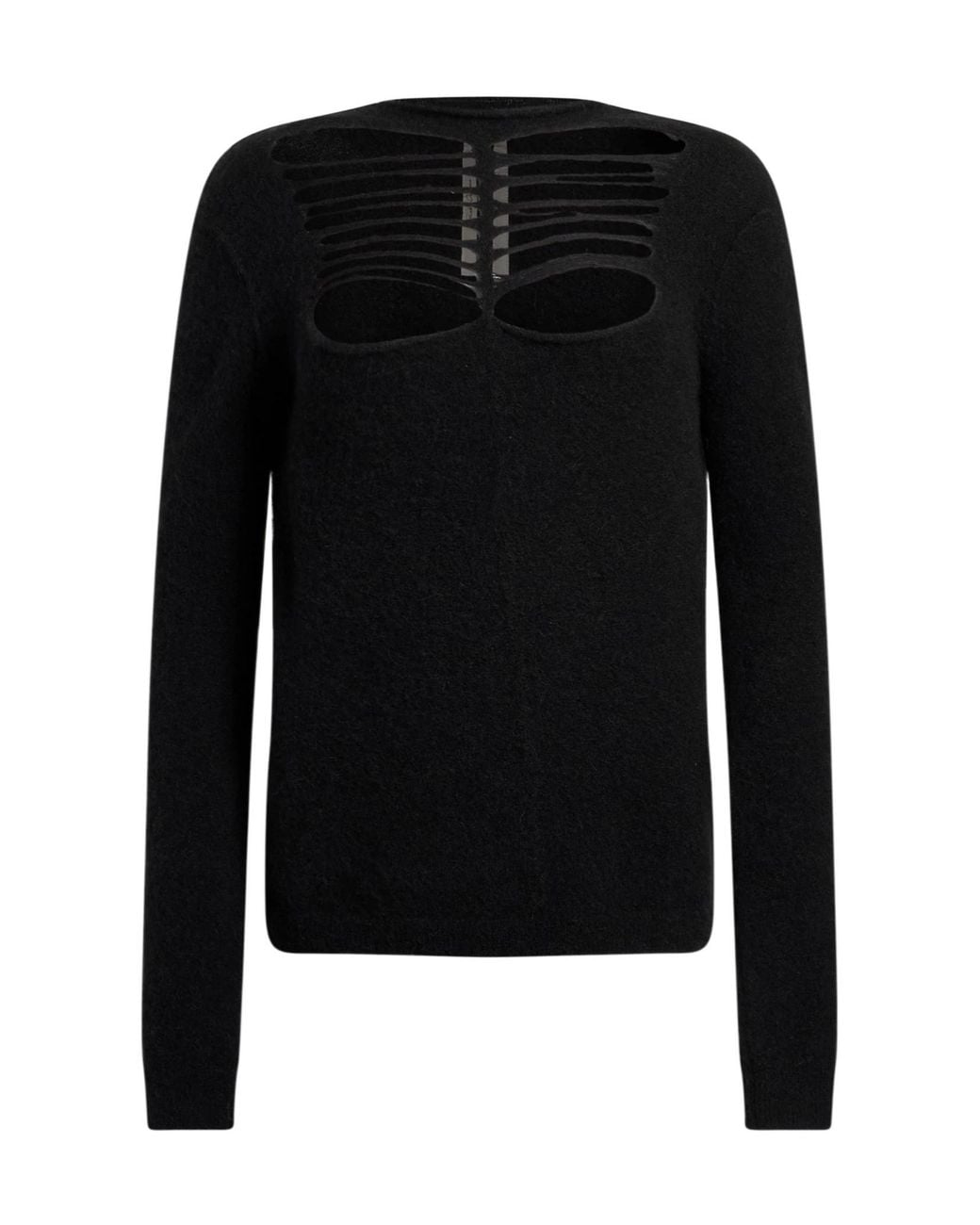 Rick Owens Black Solid-Colored Long-Sleeve Knit Top