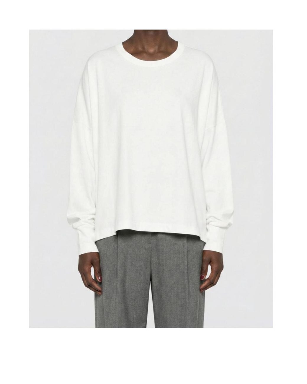 Studio Nicholson White Loop Long Sleeved Crewneck T-Shirt