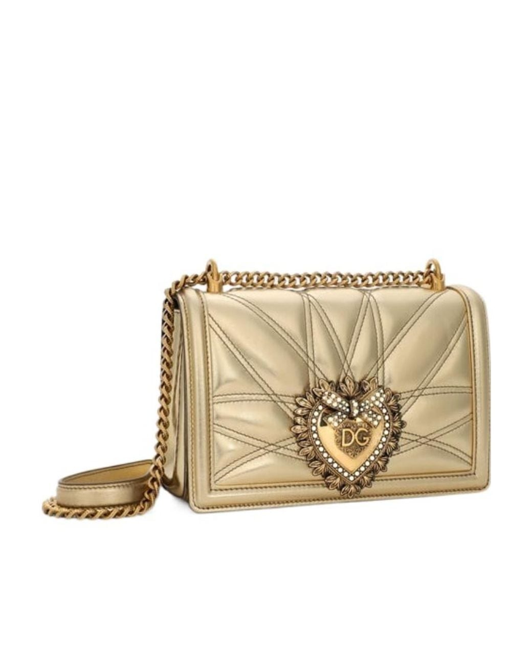 Dolce & Gabbana Natural Medium Quilted Devotion Bag