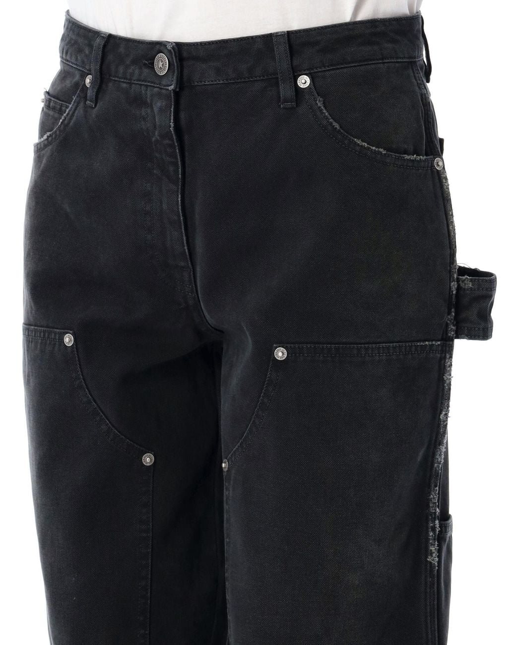 Golden Goose Deluxe Brand Black Distressed Cotton Jeans With Front Patches