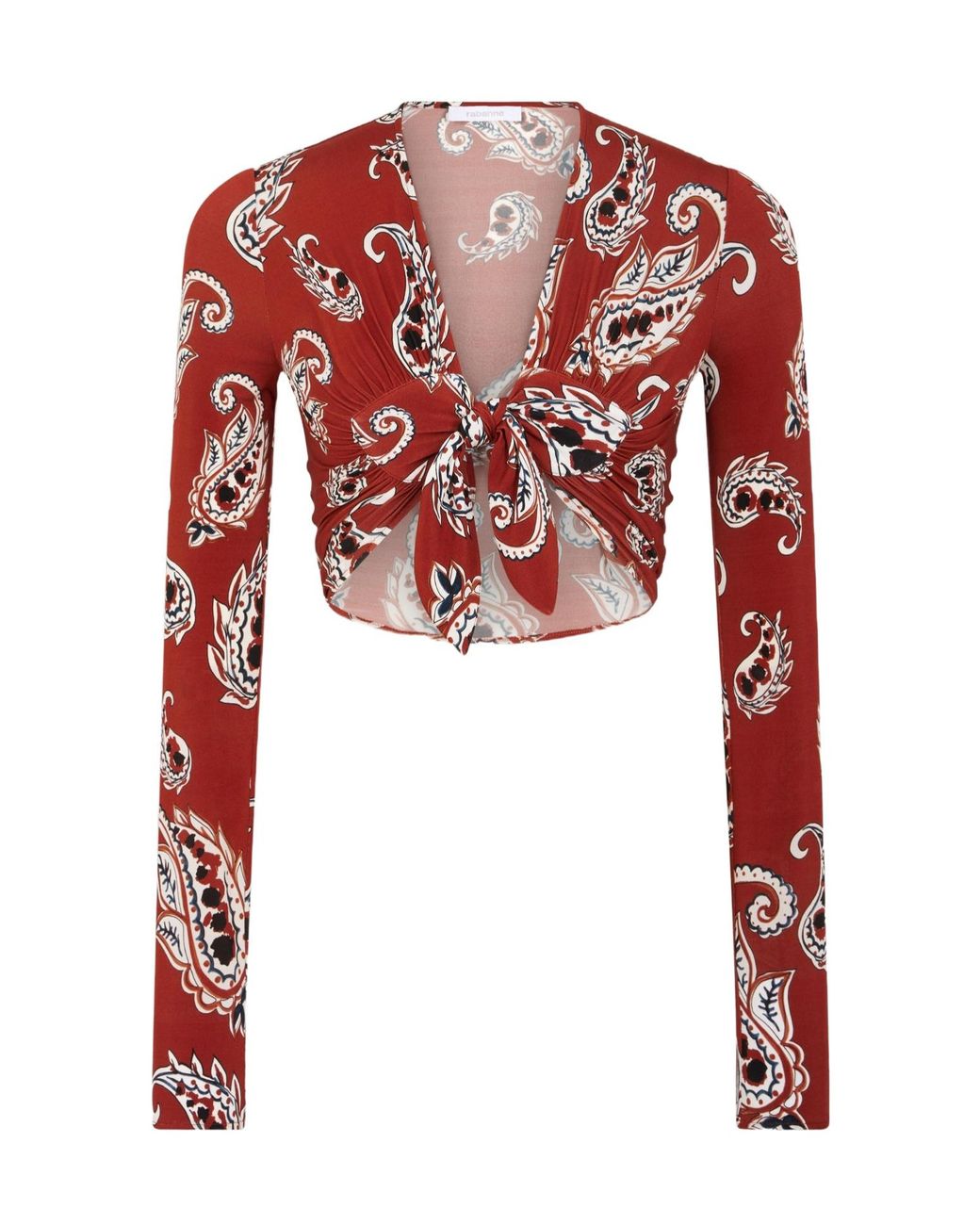 Rabanne Red Paisley-Print Cropped Top