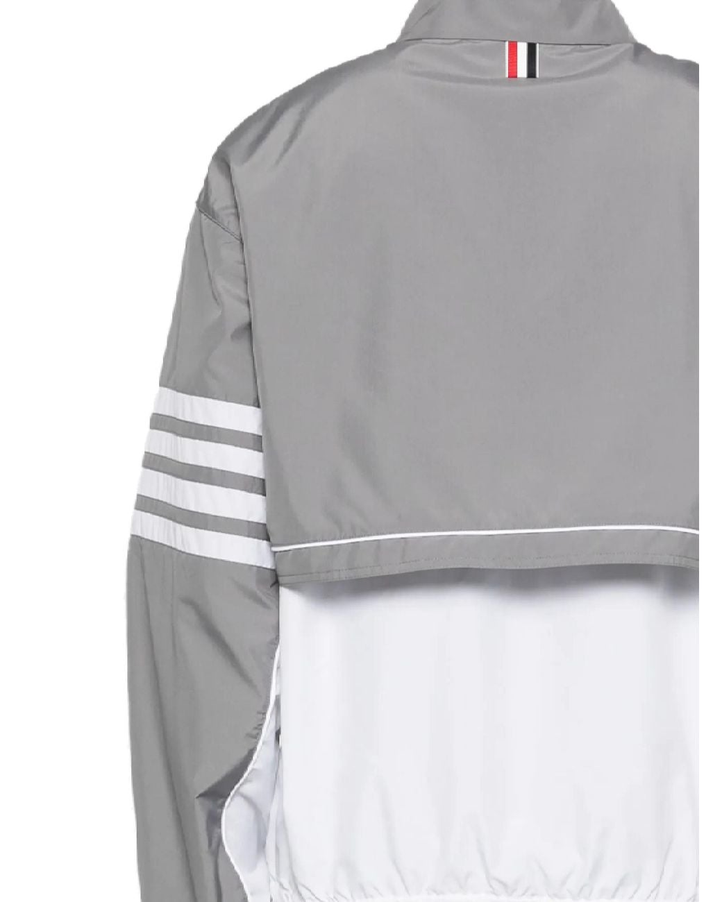 Thom Browne Gray 4-Bar Stripe Detailed Zipped Windbreaker for men