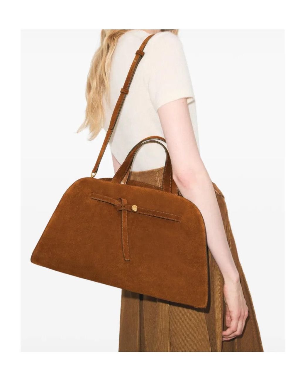 Tory Burch Brown Romy Suede Bauletto Tote Bag