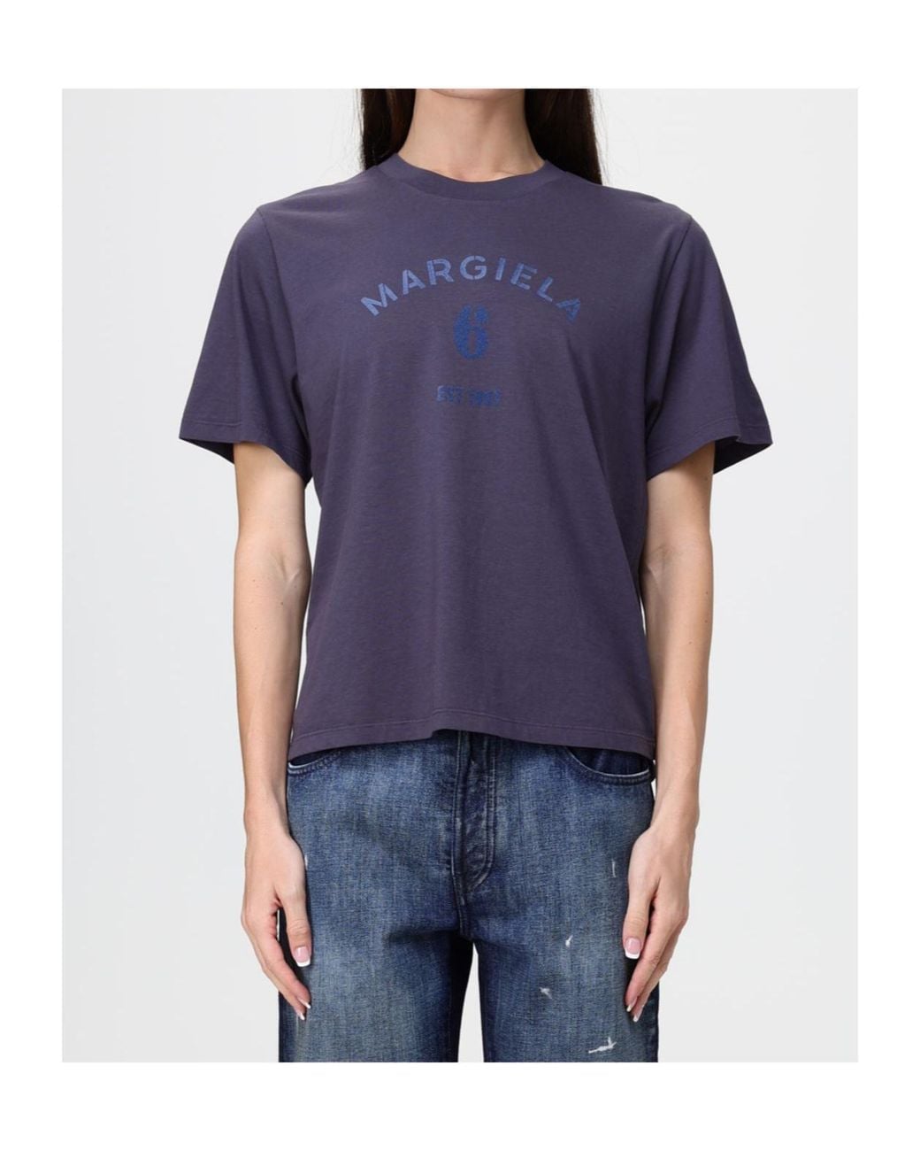MM6 by Maison Margiela Blue Short Sleeve Crewneck T-Shirt