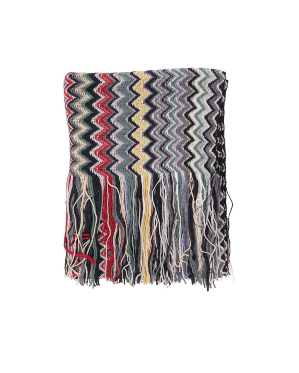 Missoni Gray Zigzag Fringe Scarf for men